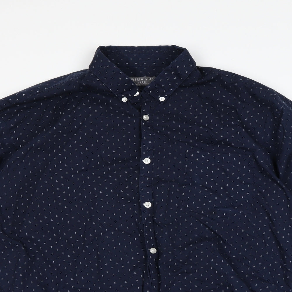 Primark Mens Blue Paisley   Button-Up Size XL