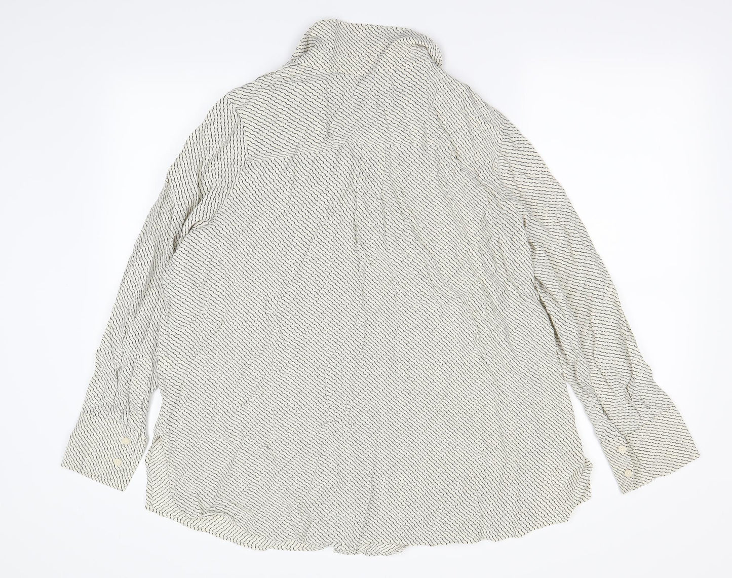 Autograph Womens Beige Striped  Basic Button-Up Size 16