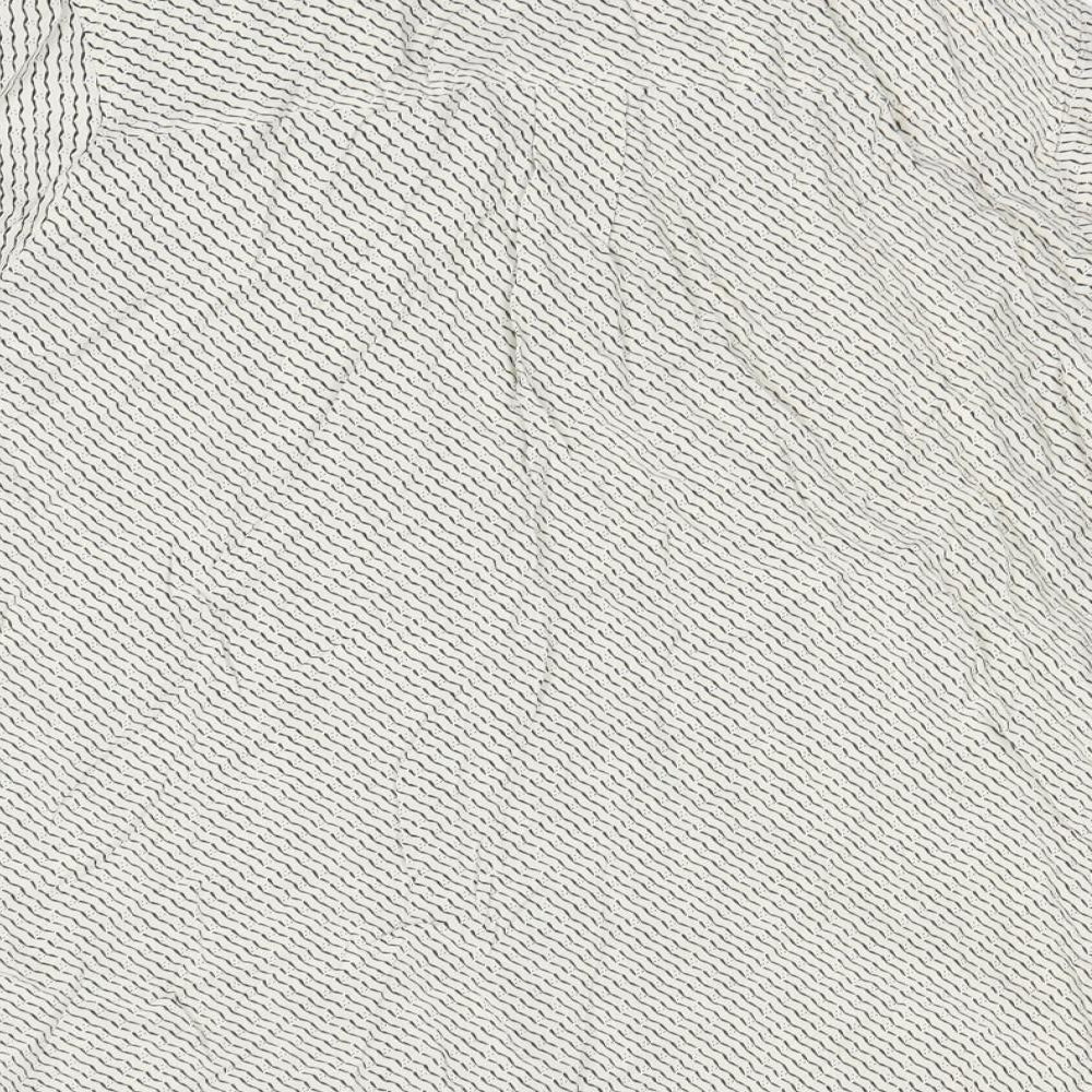 Autograph Womens Beige Striped  Basic Button-Up Size 16