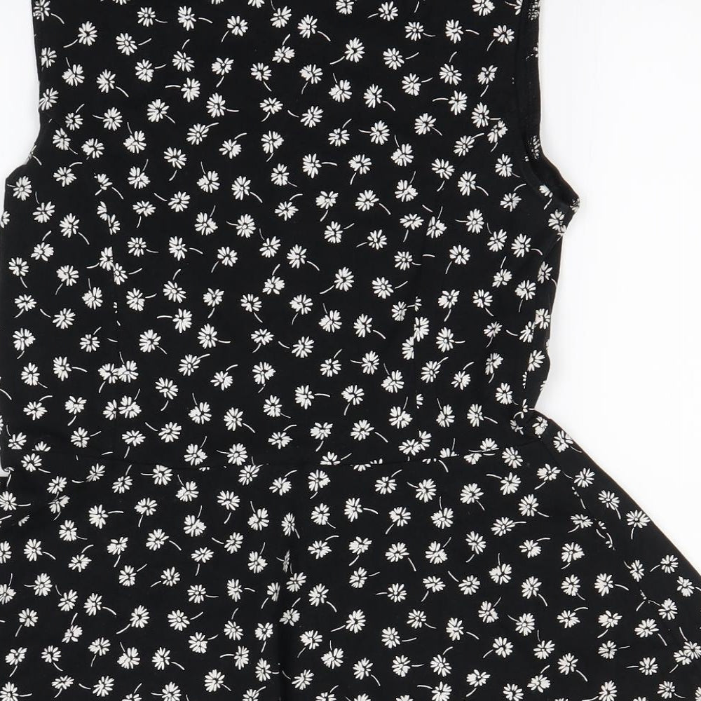 New Look  Womens Black Floral  Basic Tank Size 10