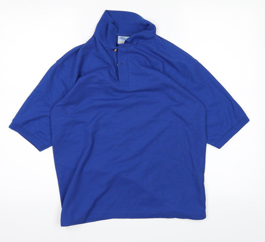 Front view of BLUE MAE boys’ blue basic polo, size 13, years
