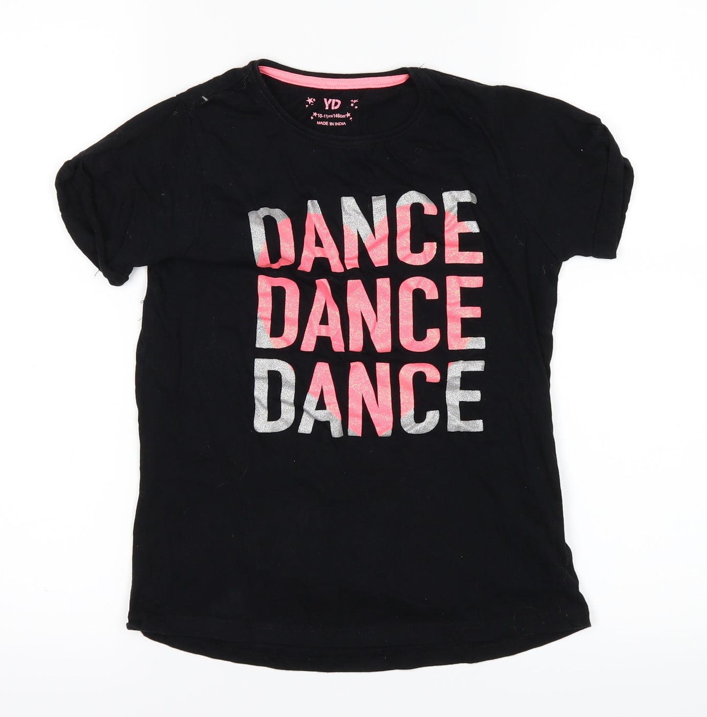 YD Girls Black   Basic T-Shirt Size 10-11 Years
