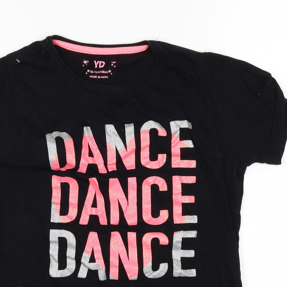 YD Girls Black   Basic T-Shirt Size 10-11 Years