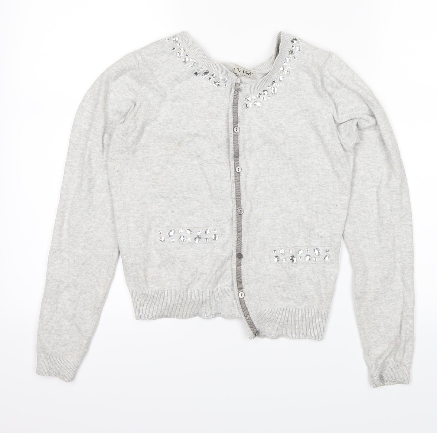 NEXT Girls Grey   Cardigan Jumper Size 11-12 Years