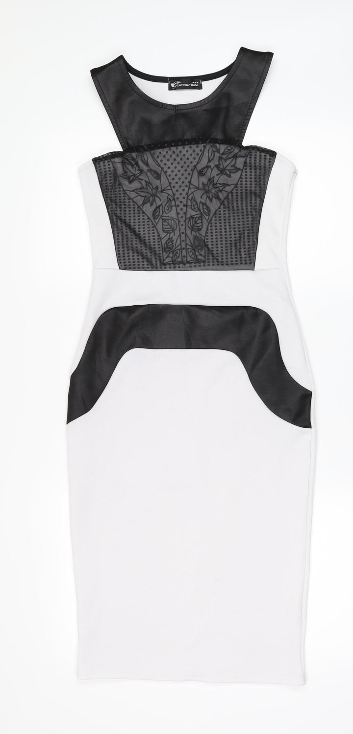 Glamour Babe Womens White   Pencil Dress  Size 8