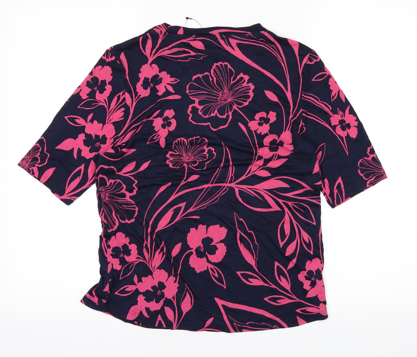Marks and Spencer Womens Blue Floral  Basic T-Shirt Size 12