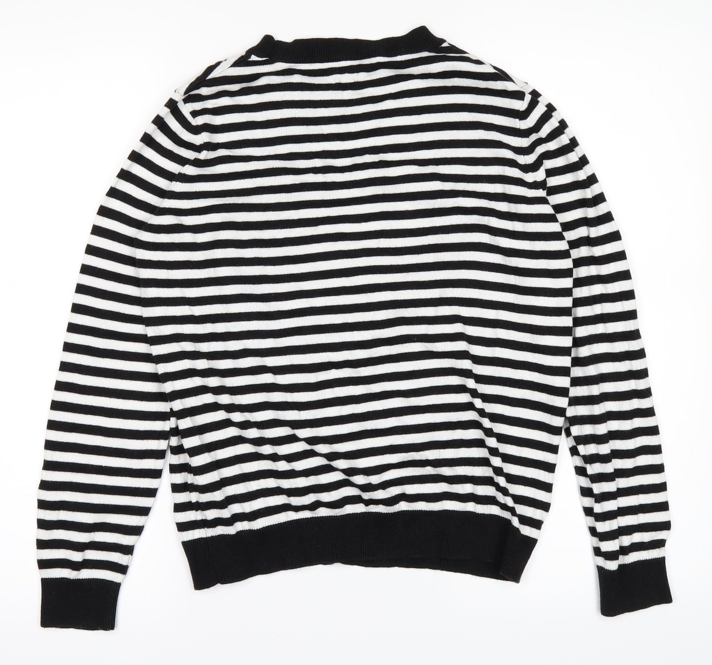 New Look Womens White Striped  Basic T-Shirt Size 8