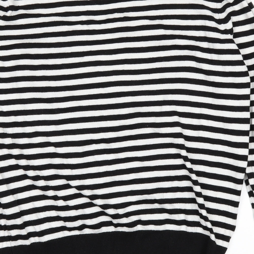 New Look Womens White Striped  Basic T-Shirt Size 8