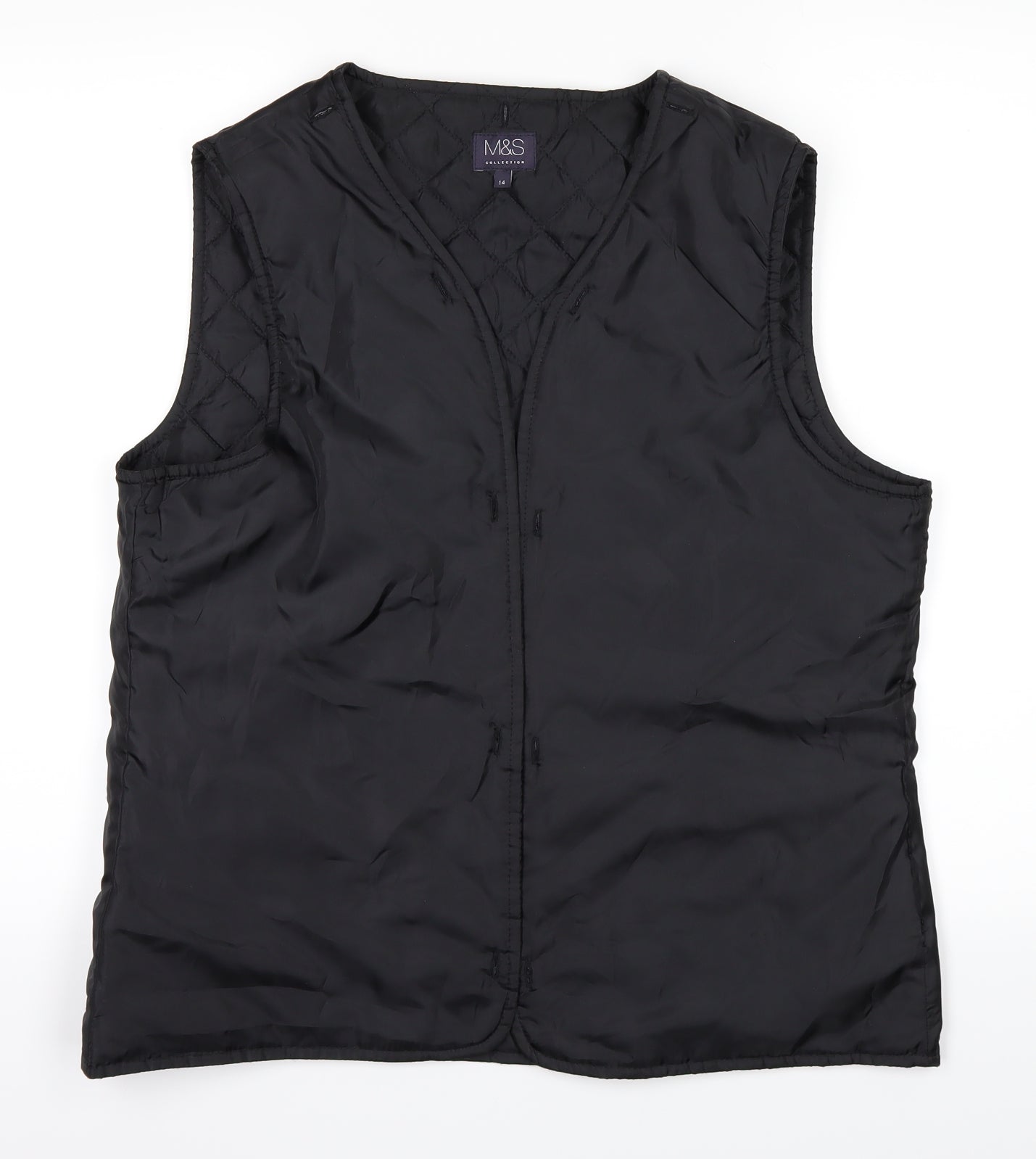 Marks and Spencer Womens Black   Overcoat Waistcoat Size 14