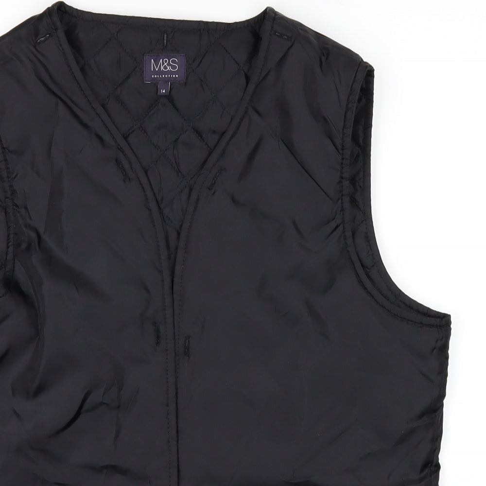 Marks and Spencer Womens Black   Overcoat Waistcoat Size 14