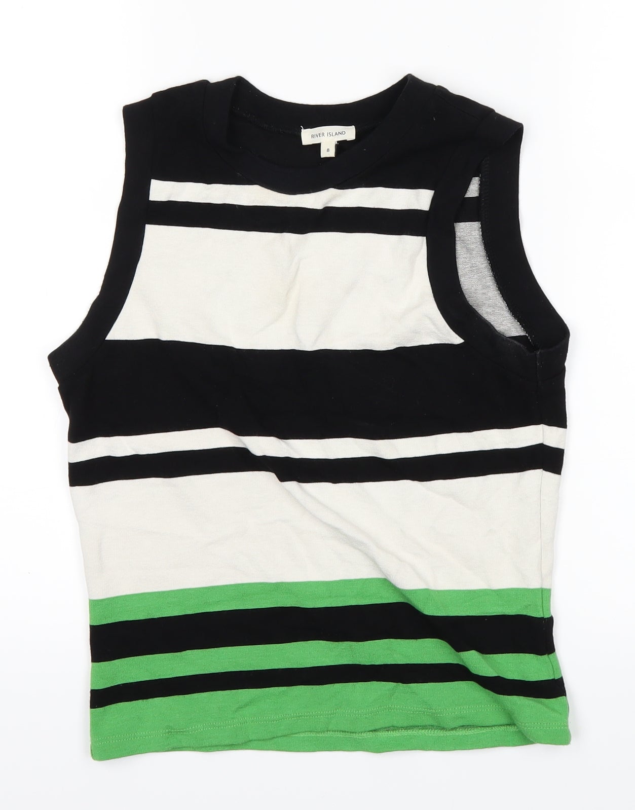 River Island Womens White Striped  Basic Tank Size 8