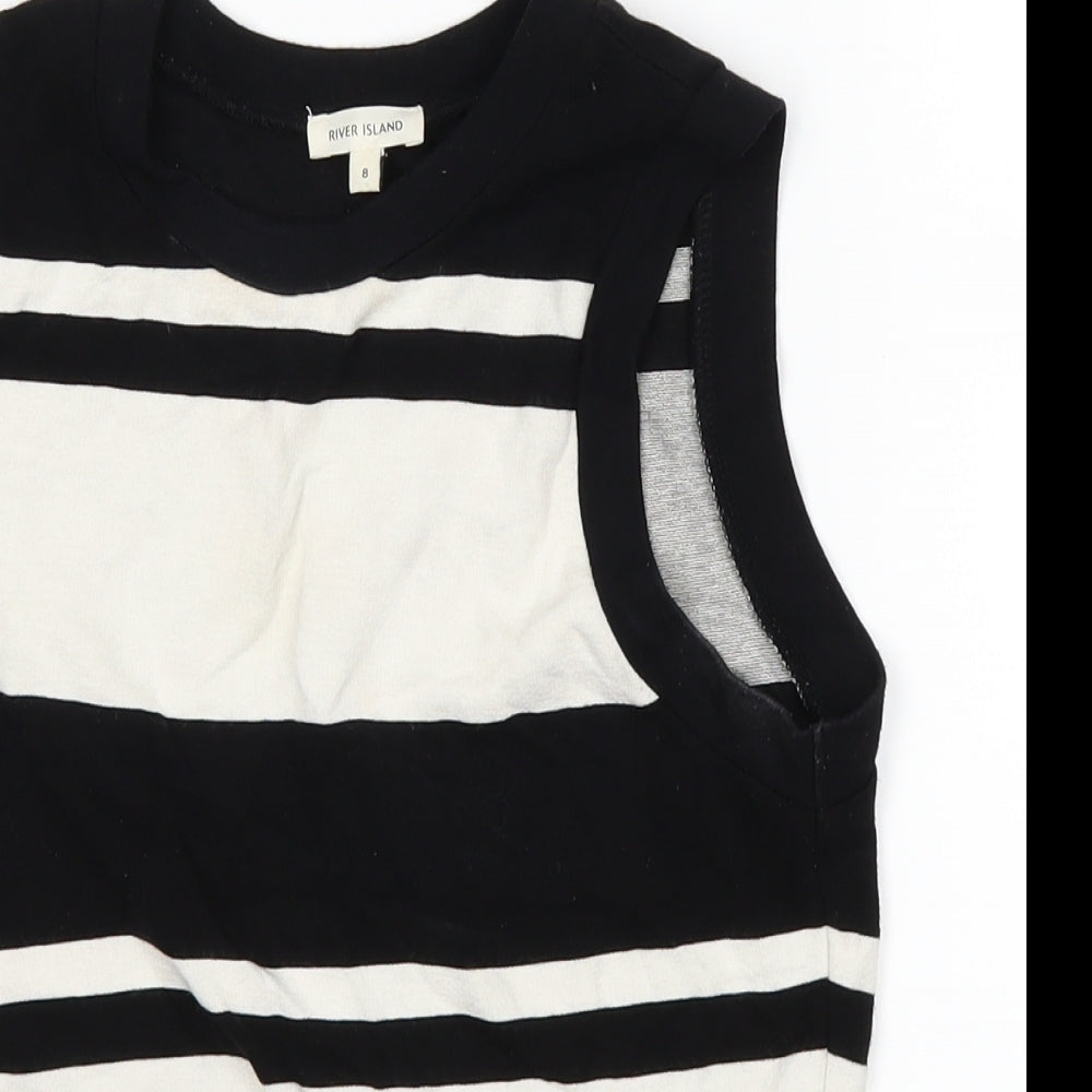 River Island Womens White Striped  Basic Tank Size 8