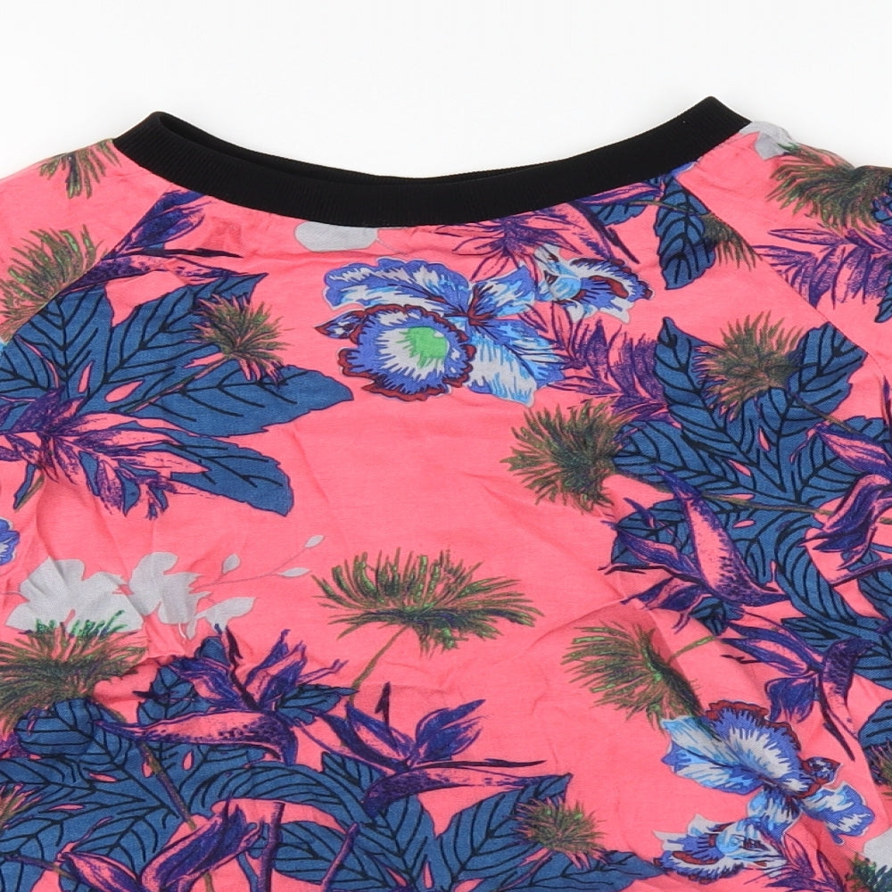 Topshop Womens Pink Floral  Basic T-Shirt Size 12