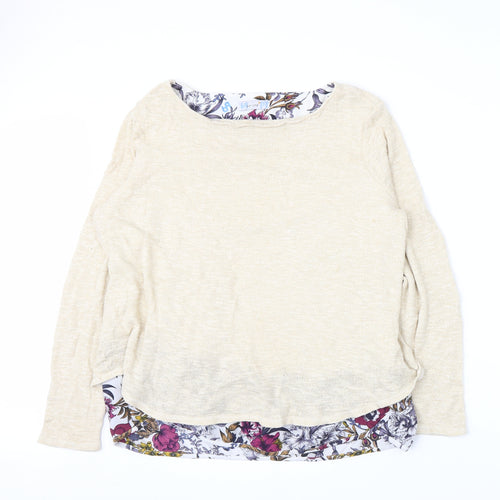 Per Una Womens Beige Floral  Pullover Jumper Size 18