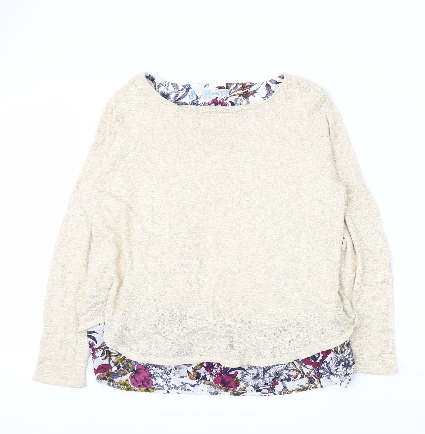 Per Una Womens Beige Floral  Pullover Jumper Size 18