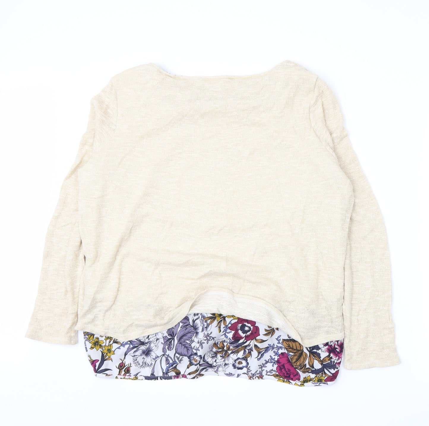Per Una Womens Beige Floral  Pullover Jumper Size 18