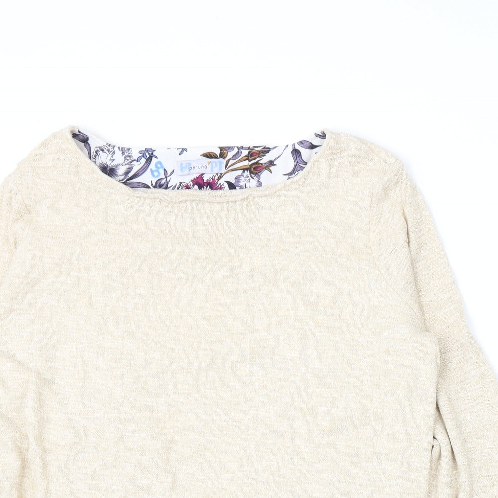 Per Una Womens Beige Floral  Pullover Jumper Size 18