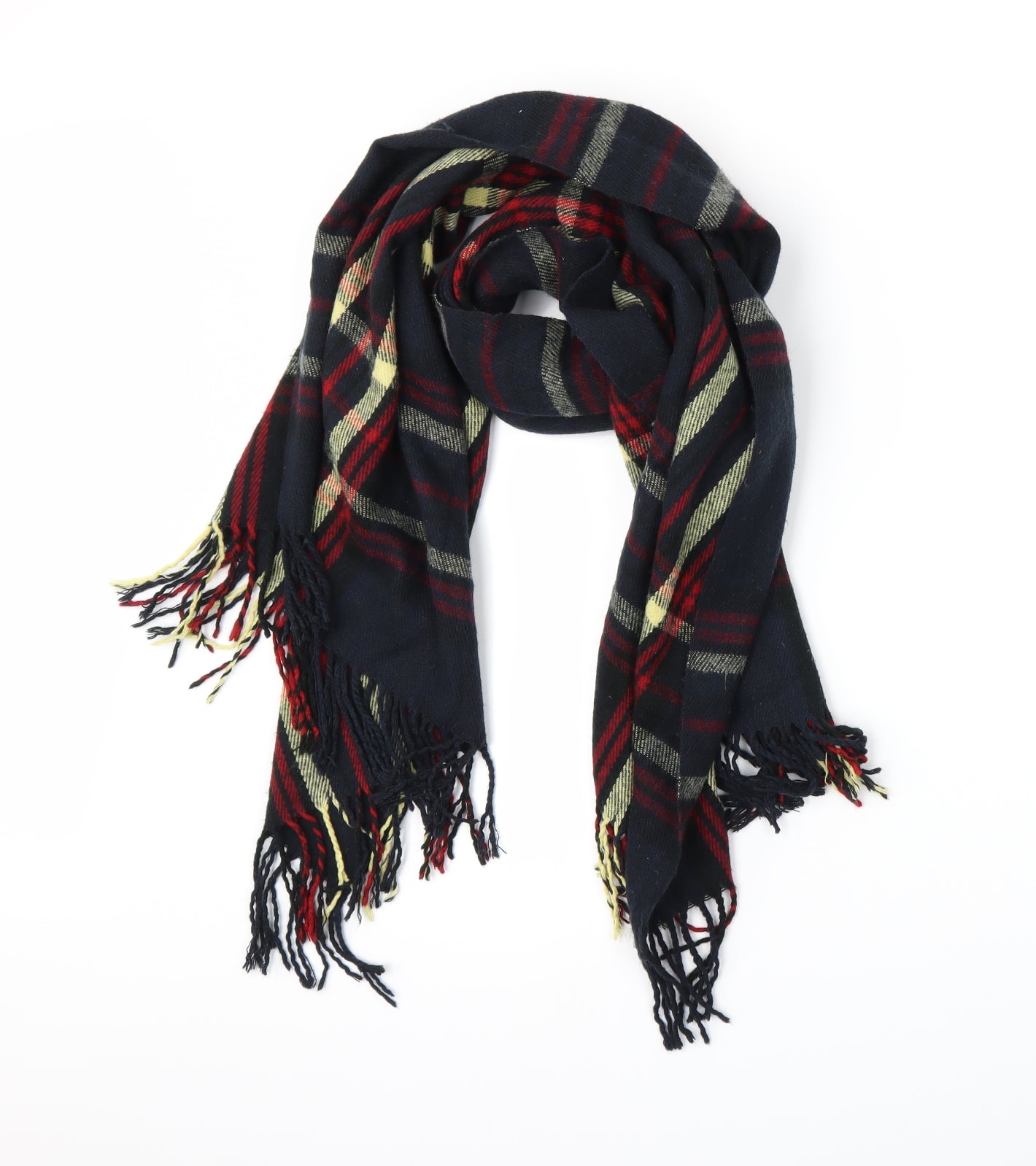 Preworn Womens Blue Plaid Knit  Scarf