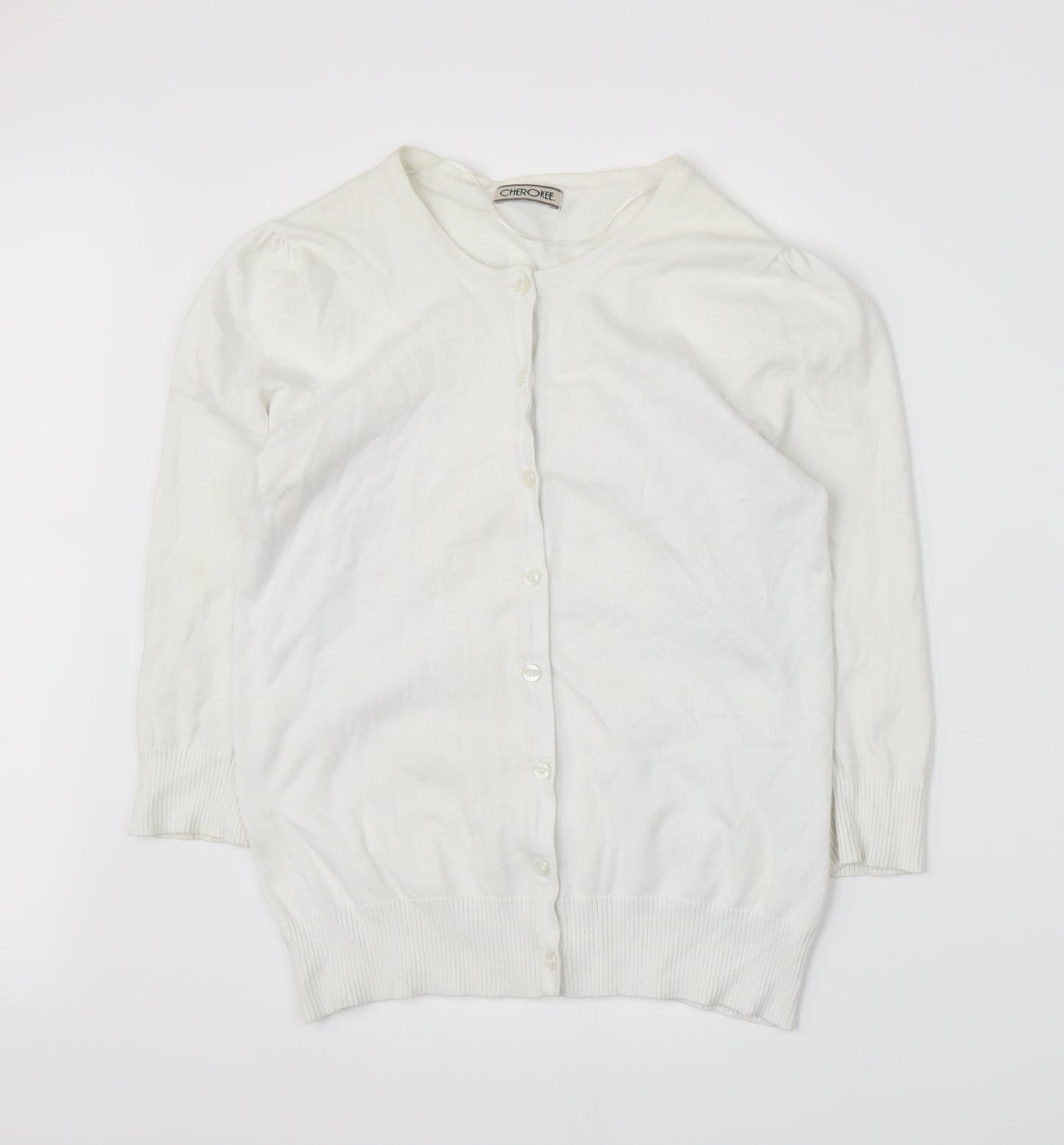 Cherokee Womens White  Knit Cardigan Jumper Size 12