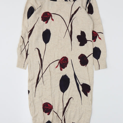 NEXT Womens Beige Floral Knit A-Line  Size 6