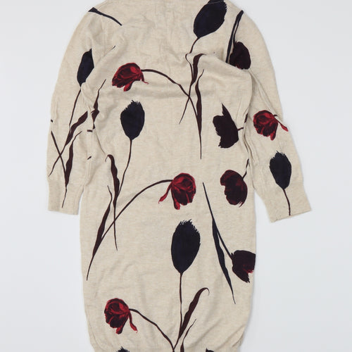 NEXT Womens Beige Floral Knit A-Line  Size 6