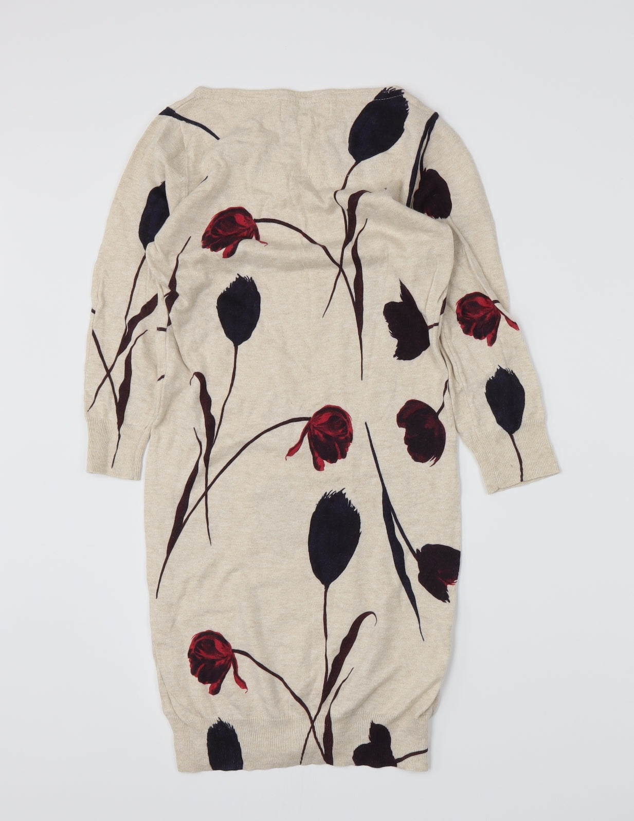 NEXT Womens Beige Floral Knit A-Line  Size 6