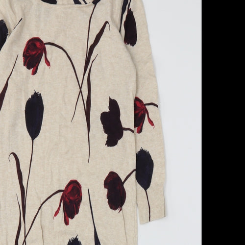 NEXT Womens Beige Floral Knit A-Line  Size 6