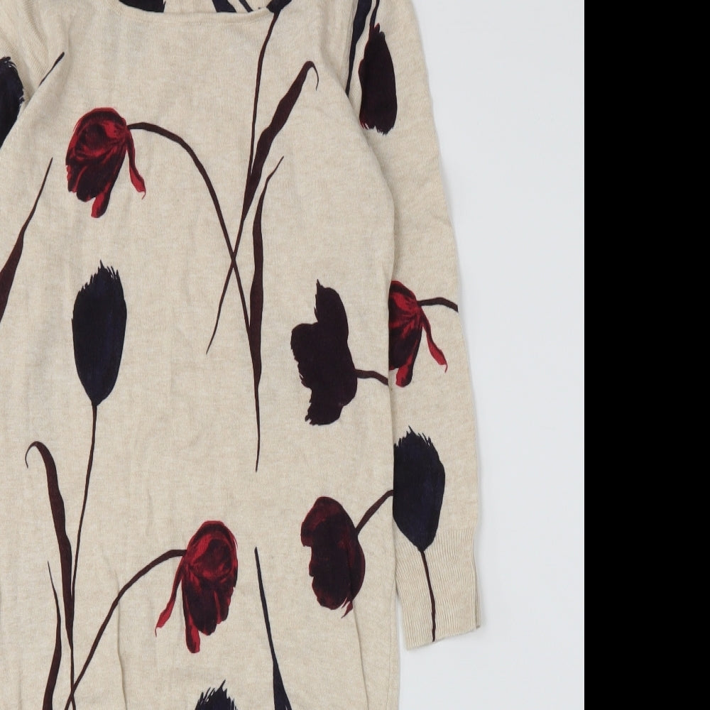 NEXT Womens Beige Floral Knit A-Line  Size 6
