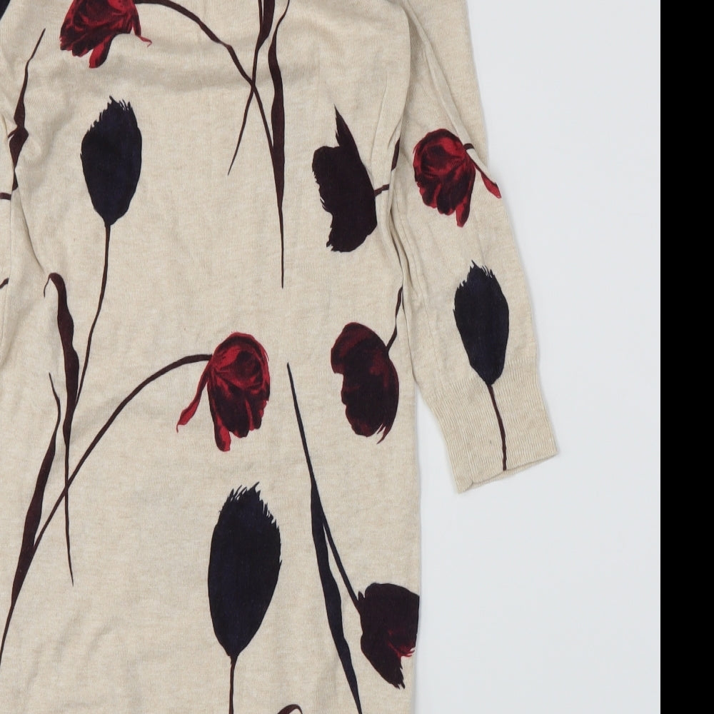NEXT Womens Beige Floral Knit A-Line  Size 6