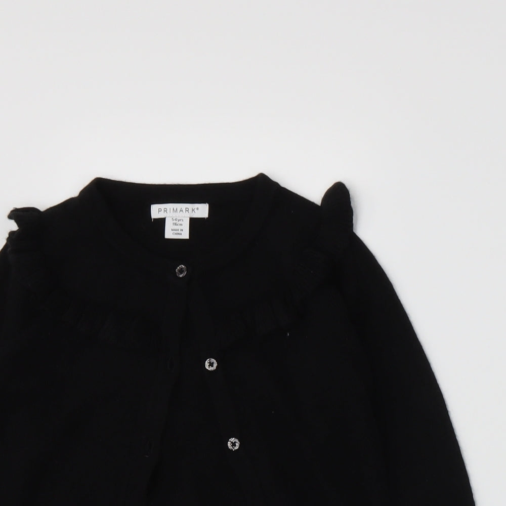 Primark Girls Black  Knit Cardigan Jumper Size 5-6 Years