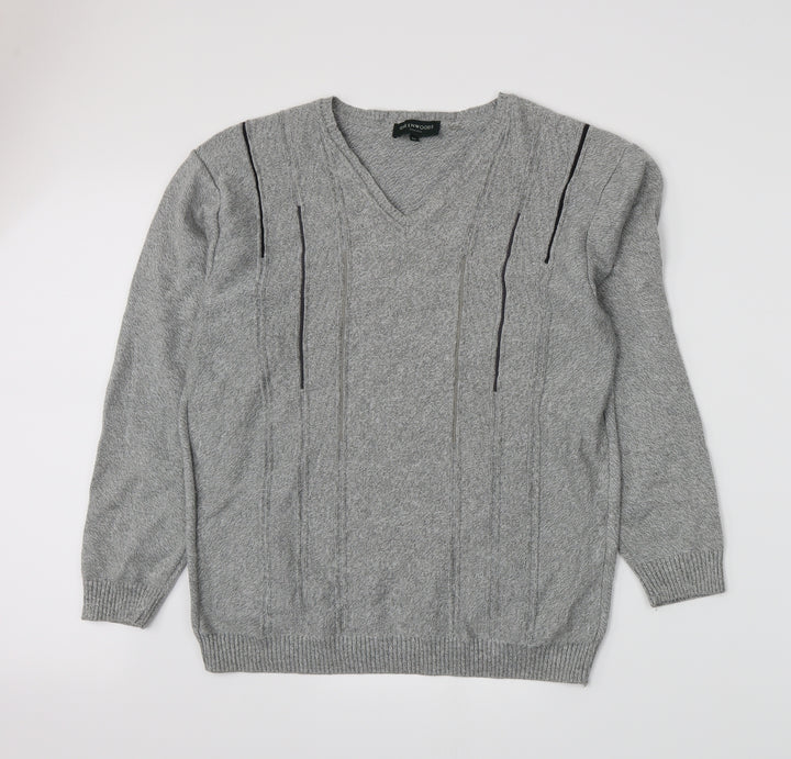 Greenwoods Mens Grey  Knit Pullover Jumper Size M