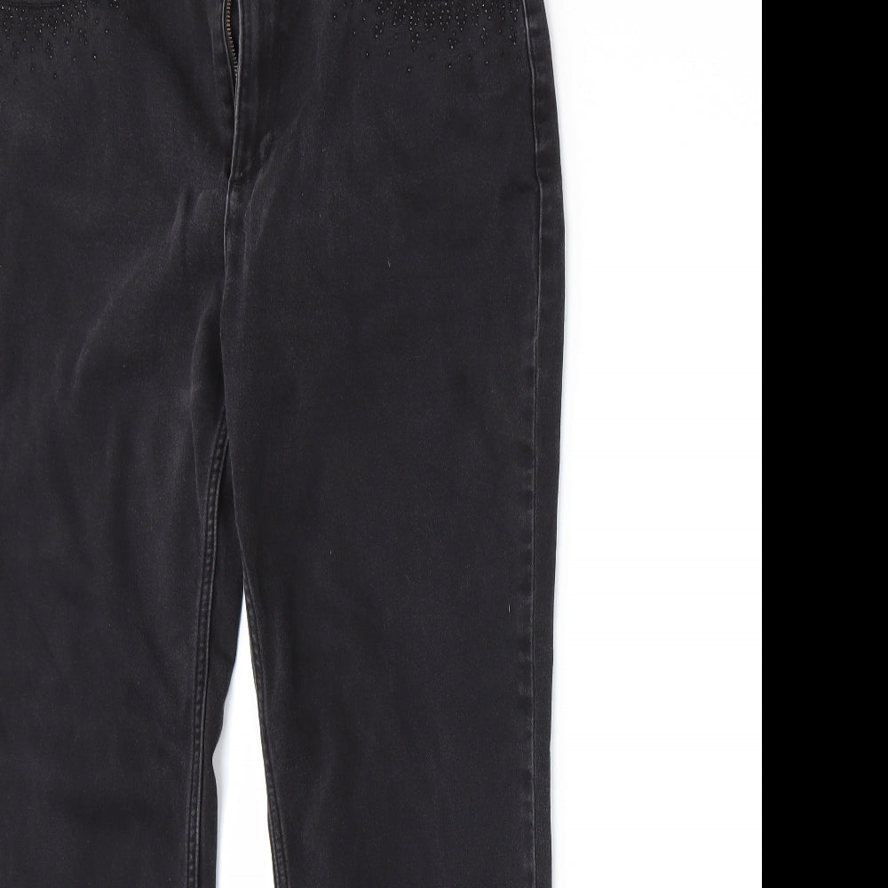 Per Una Womens Grey  Denim Straight Jeans Size 16 L29 in
