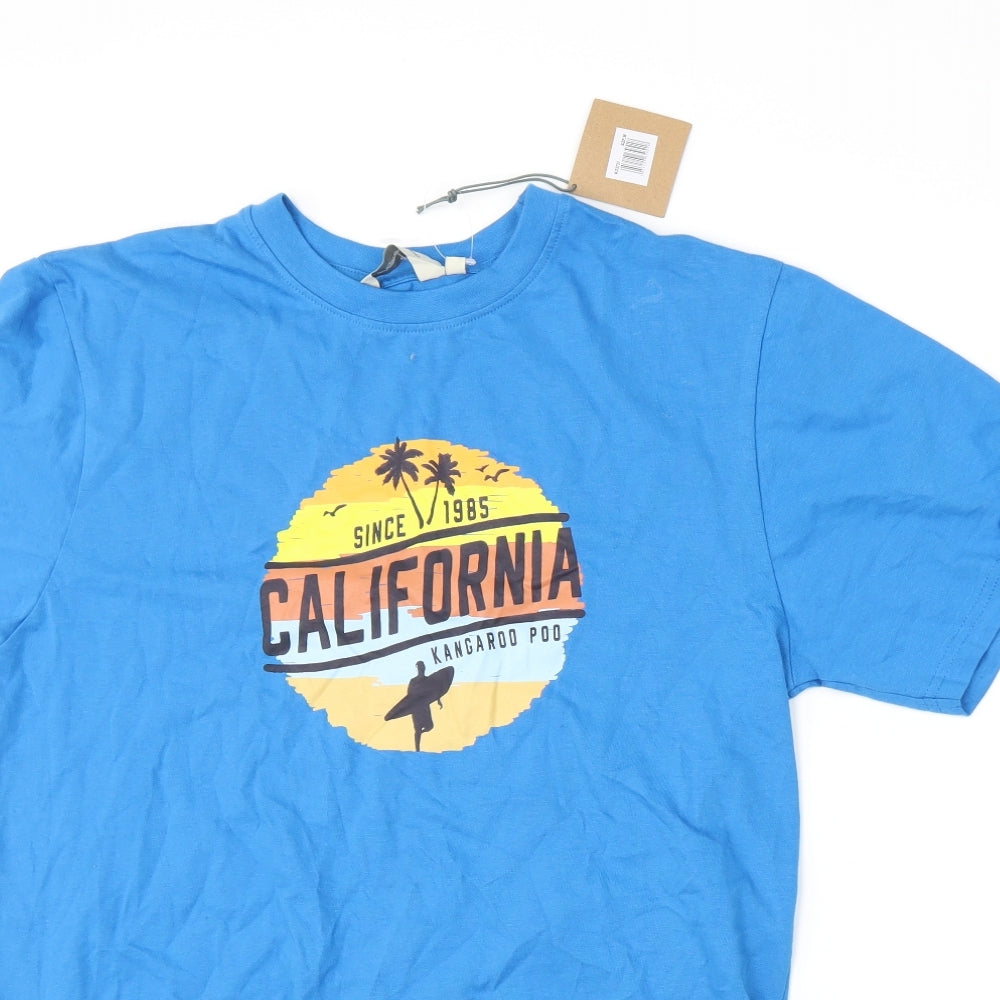 Kangaroo Poo Mens Blue    T-Shirt Size M