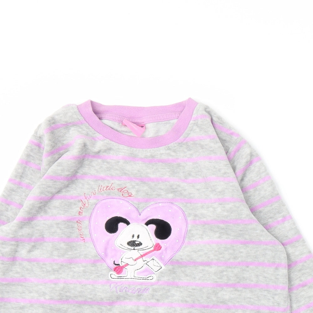 Kinanit Girls Grey Striped  Pullover Sweatshirt Size 10 Years