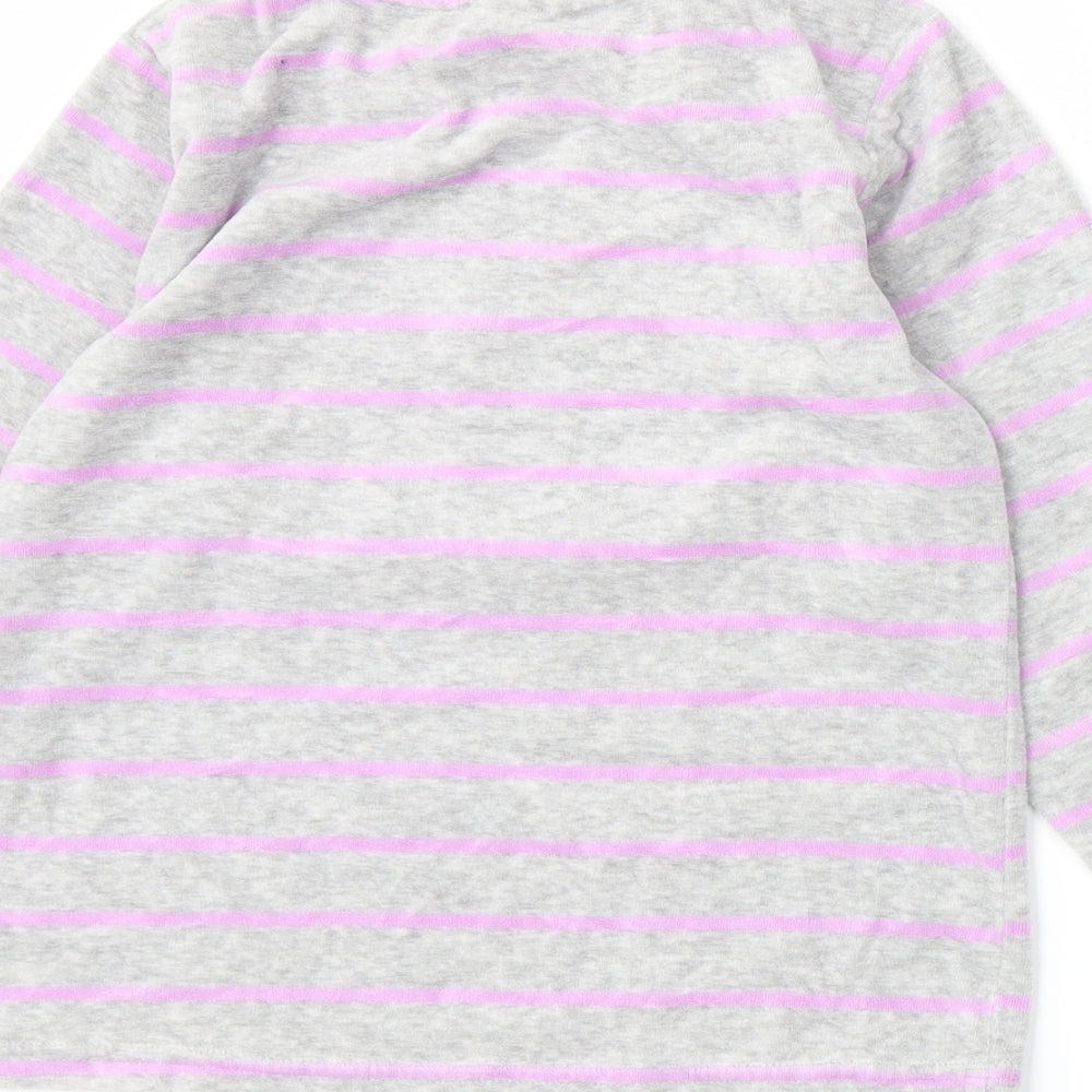 Kinanit Girls Grey Striped  Pullover Sweatshirt Size 10 Years