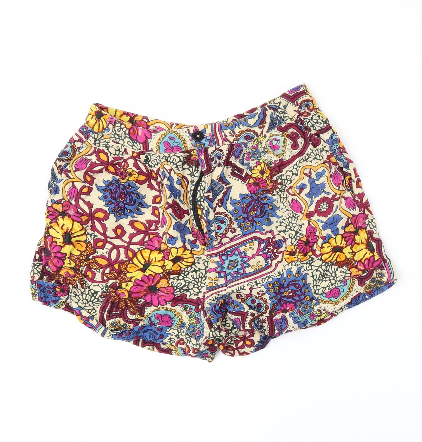 River Island Womens Beige Floral  Hot Pants Shorts Size 14