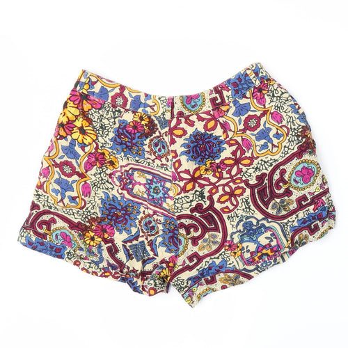 River Island Womens Beige Floral  Hot Pants Shorts Size 14