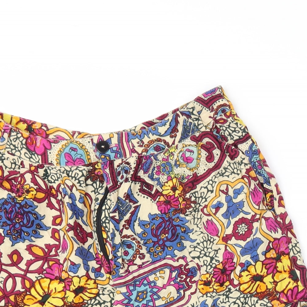 River Island Womens Beige Floral  Hot Pants Shorts Size 14