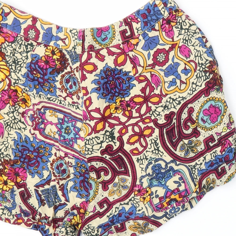 River Island Womens Beige Floral  Hot Pants Shorts Size 14