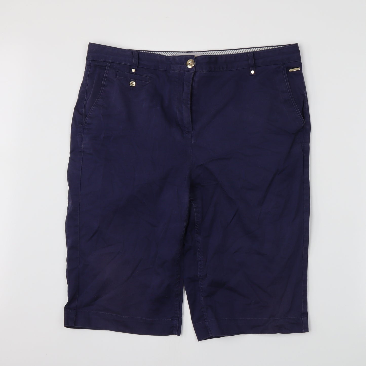 Marks and Spencer Womens Blue   Chino Shorts Size 14