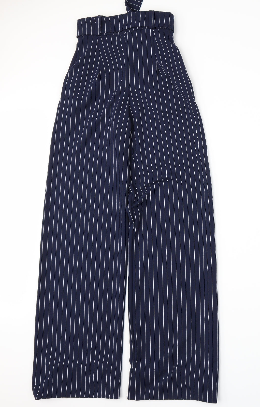 PRETTYLITTLETHING Womens Blue Striped  Trousers  Size 4 L31 in