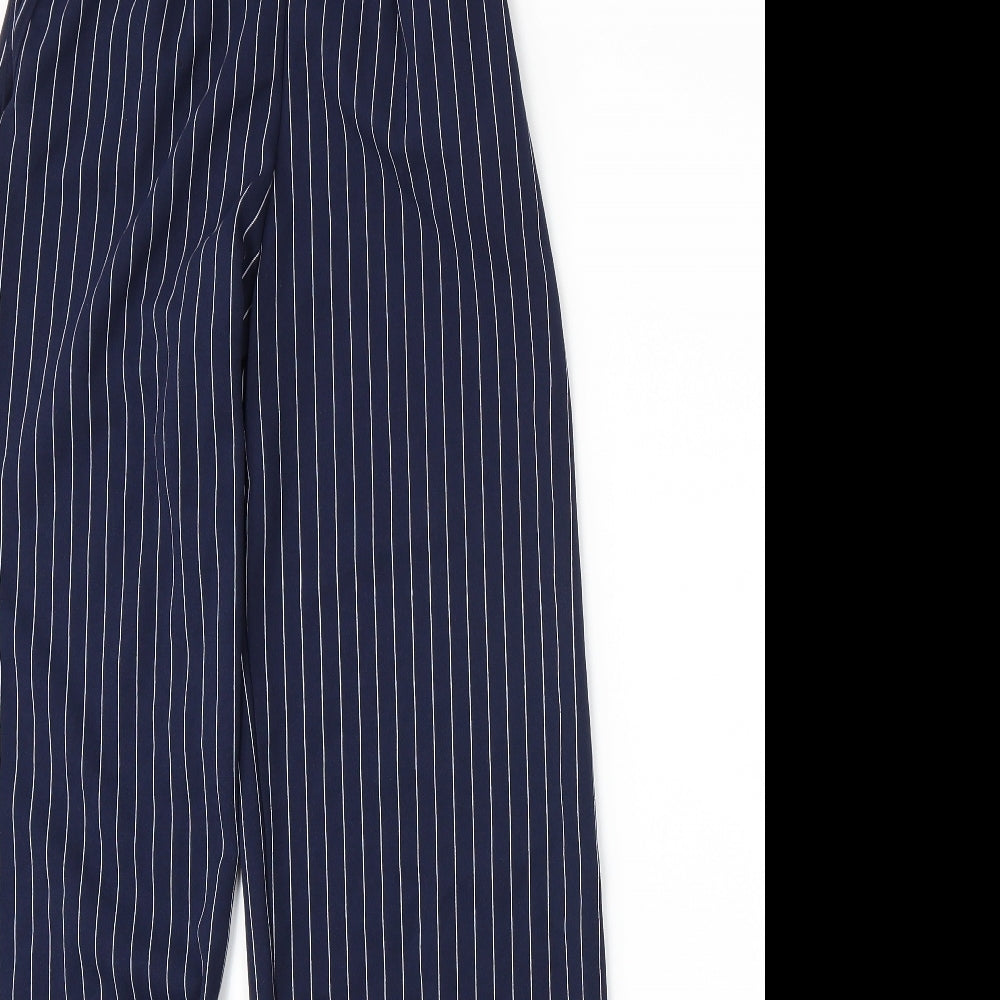 PRETTYLITTLETHING Womens Blue Striped  Trousers  Size 4 L31 in
