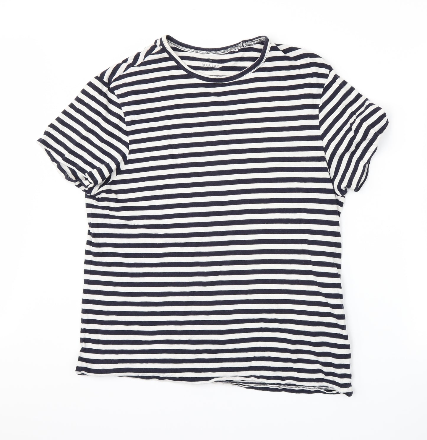 TU Mens Black Striped   T-Shirt Size L