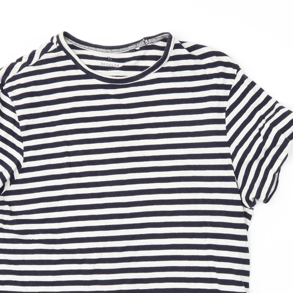 TU Mens Black Striped   T-Shirt Size L