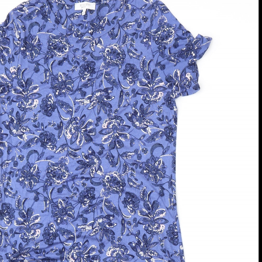 Principles Womens Blue Floral  A-Line  Size 14