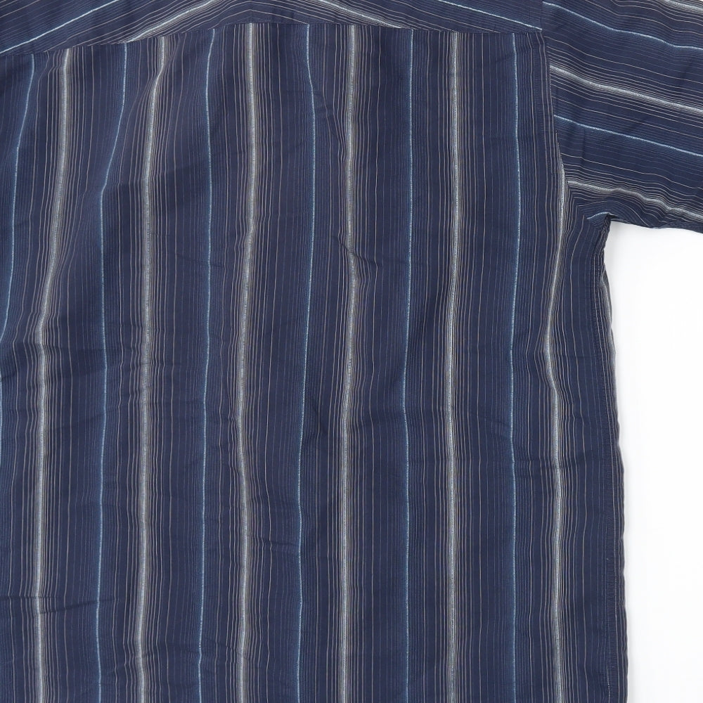 Taylor & Wright Mens Blue Striped   Button-Up Size L