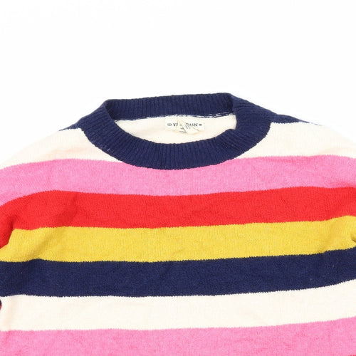 Yet Again Womens Blue Striped  Pullover Jumper Size XS