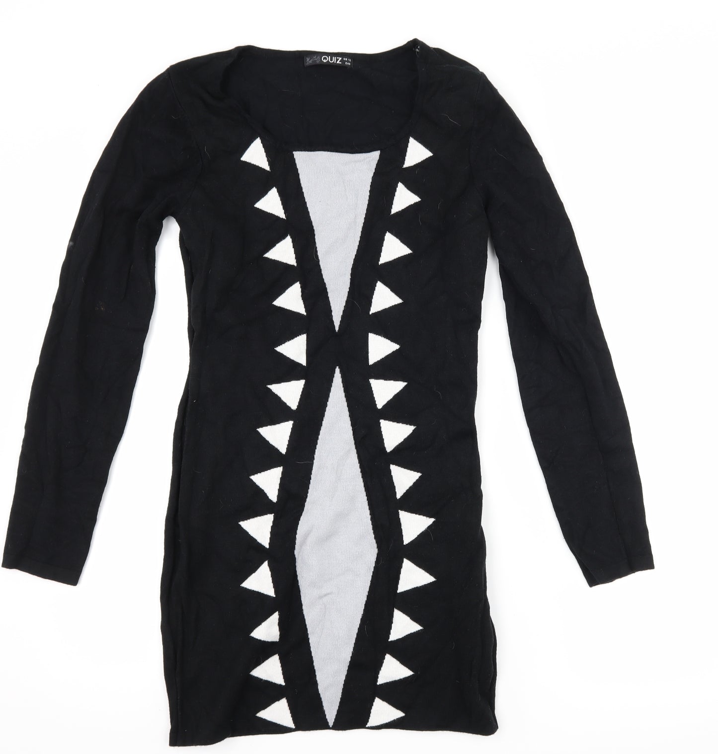 Quiz Womens Black Geometric  Jumper Dress  Size 12