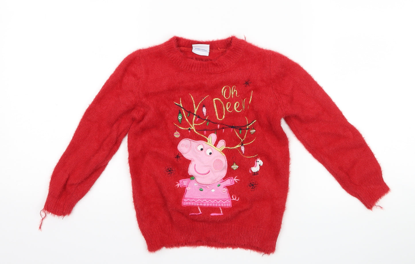 TU Girls Red   Pullover Jumper Size 2-3 Years  - peppa pig christmas