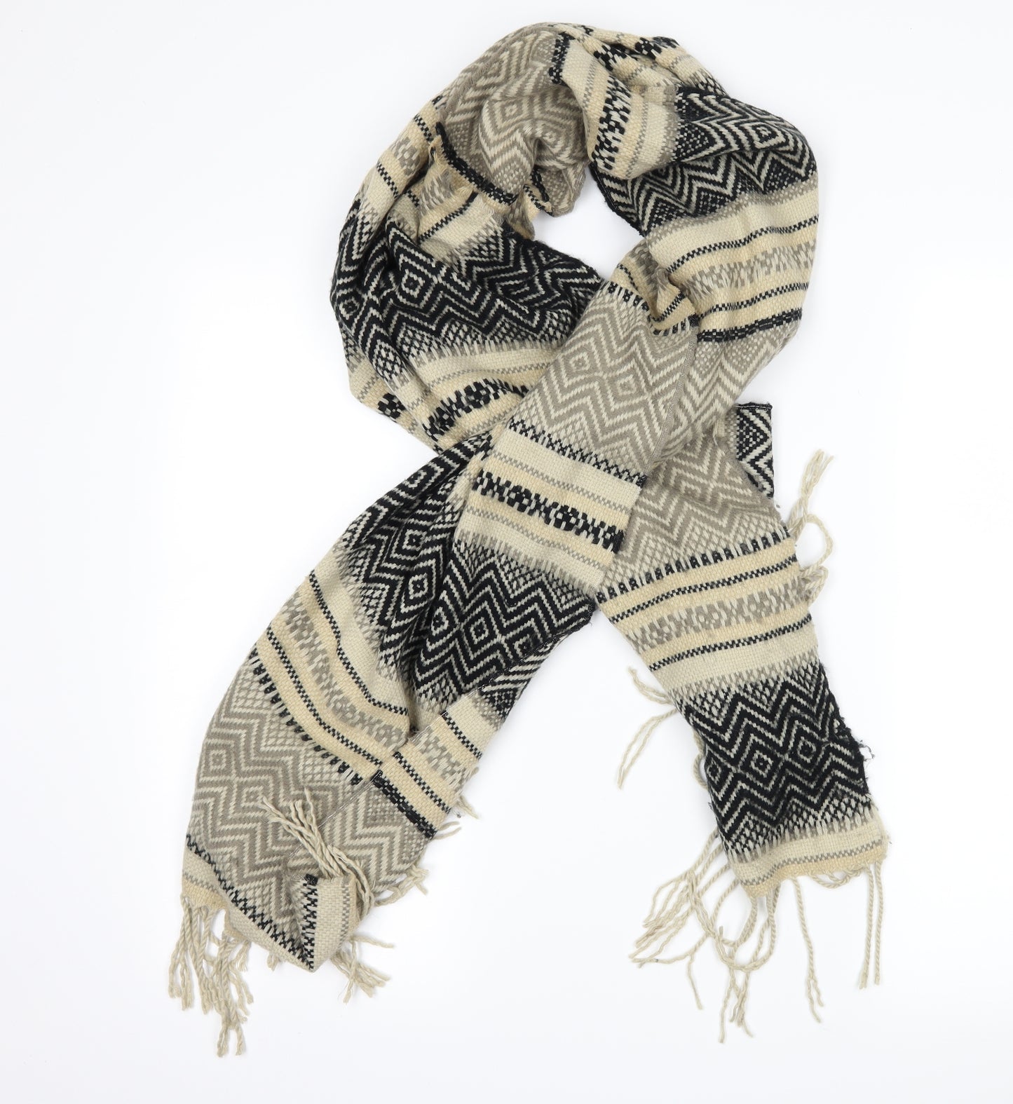 Preworn Womens Beige Geometric   Scarf